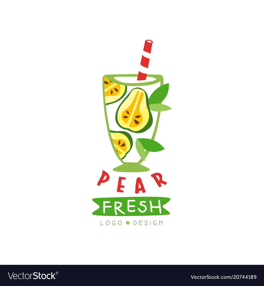 Creative label with glass of fresh fruit beverage