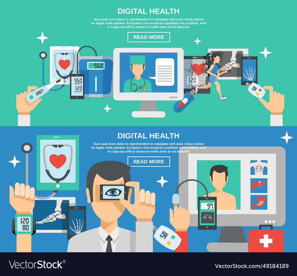 Digital health banner set Royalty Free Vector Image