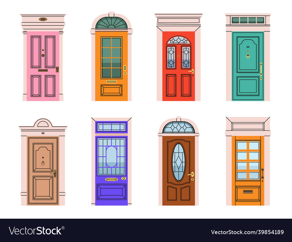 Front doors various entrance gates architectural vector image Front doors various entrance gates architectural