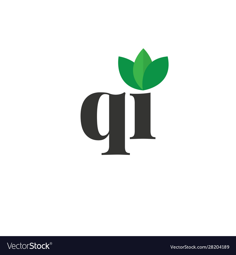 Initial letter qi green leaf logo design template