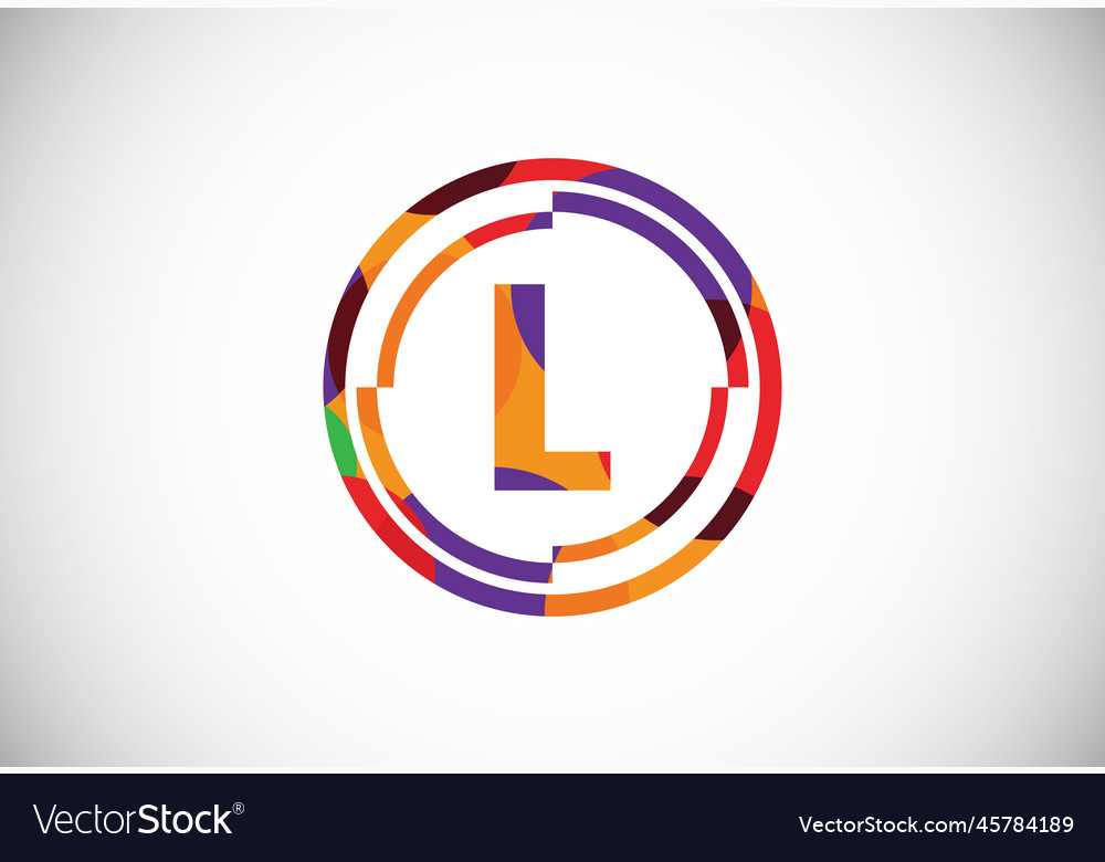 Letters l with circle frames low poly art style