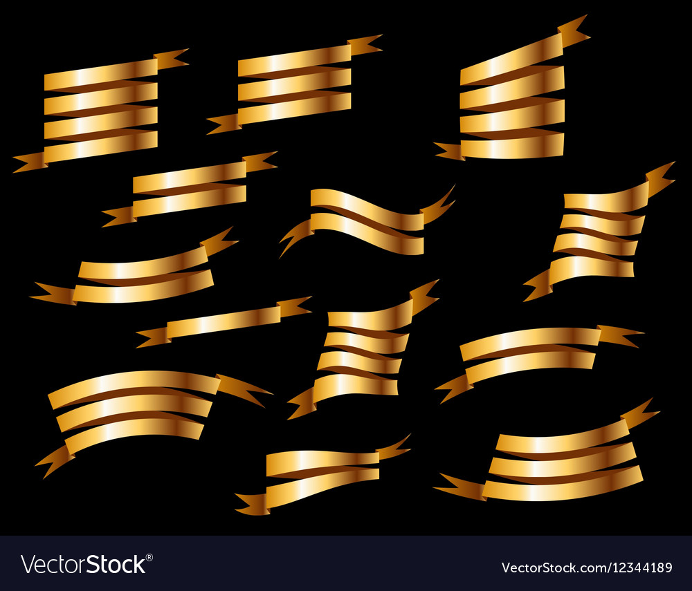 Set of retro golden ribbons