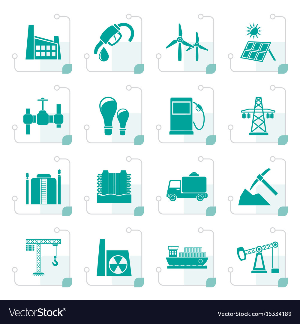 Stylized business and industry icons Royalty Free Vector