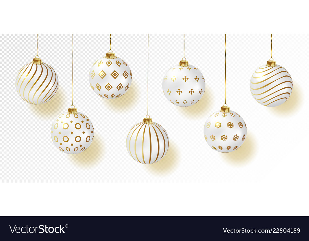 White color christmas balls icon set realistic vector image White color christmas balls icon set realistic