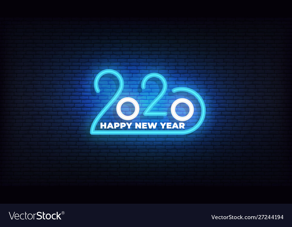 2020 new year neon sign glowing