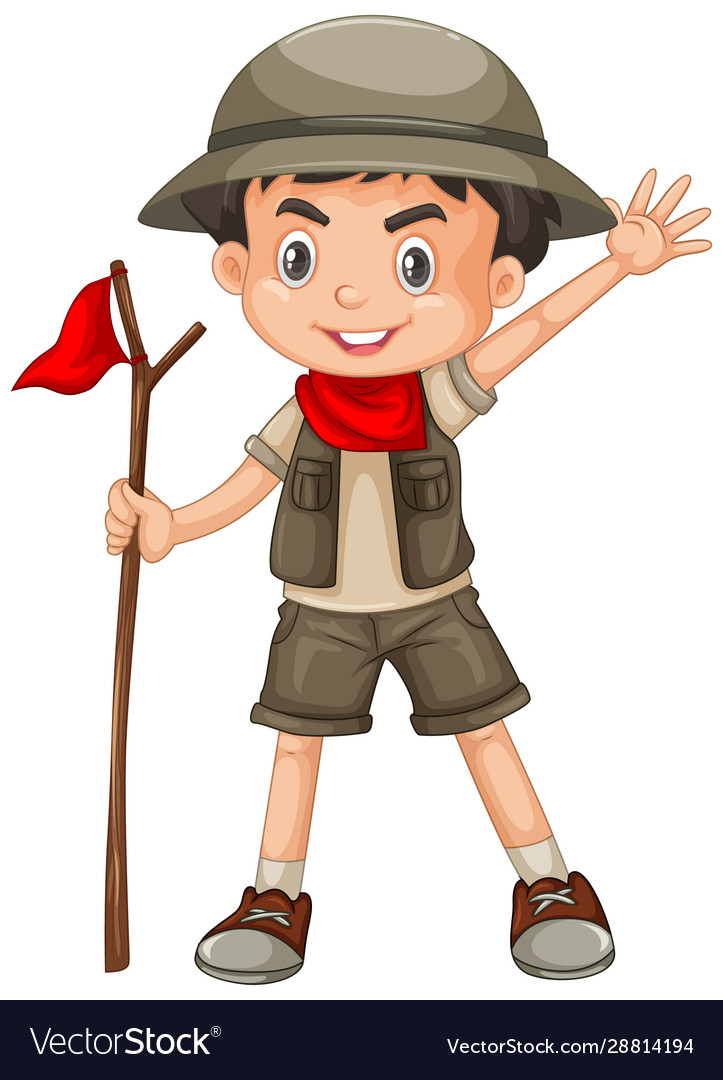 Boy wearing safari outfit on white background Vector Image