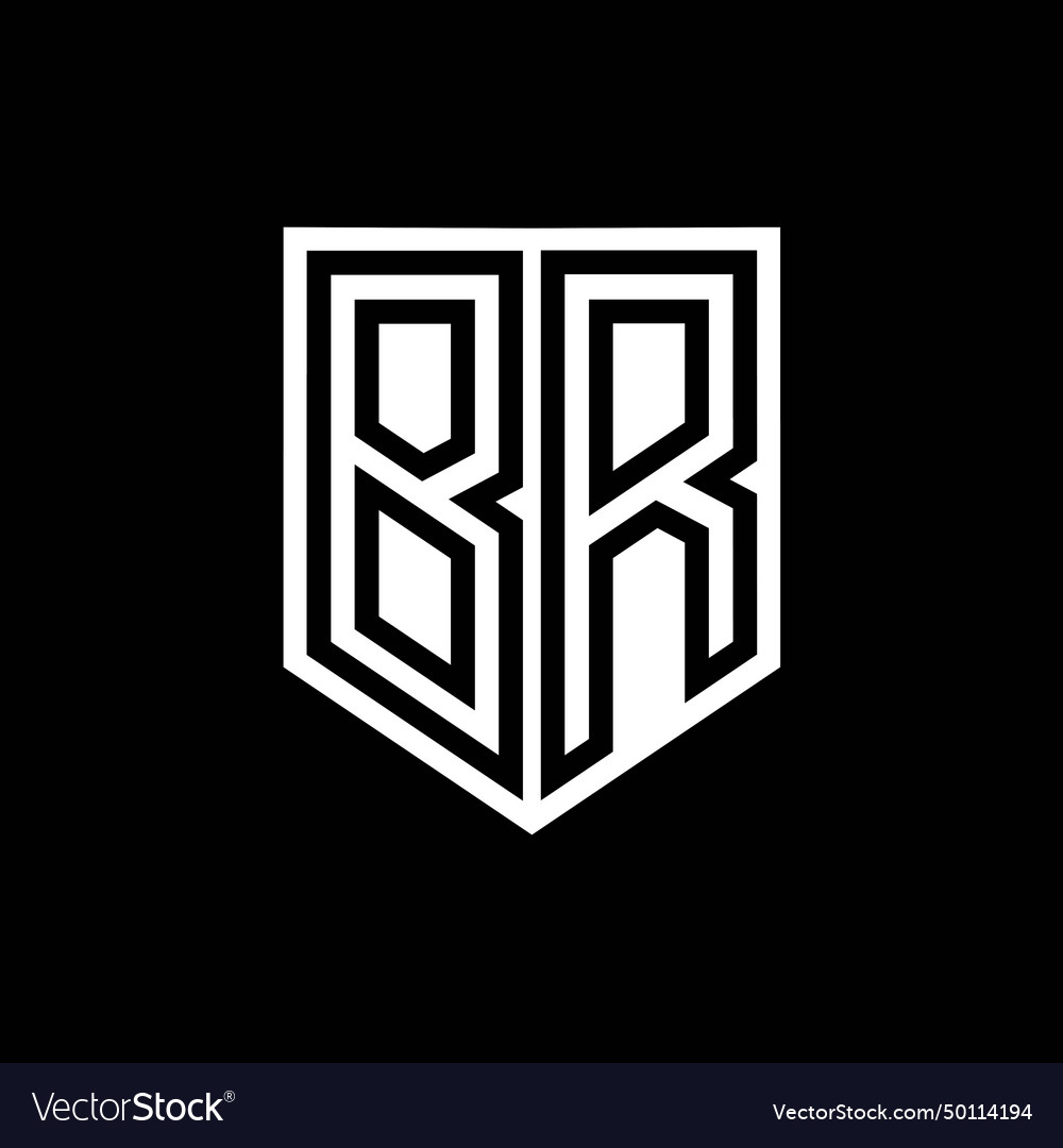 Br letter logo monogram shield geometric line vector image