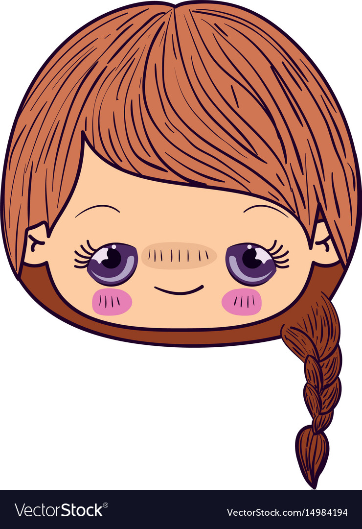 Colorful caricature kawaii face little girl Vector Image