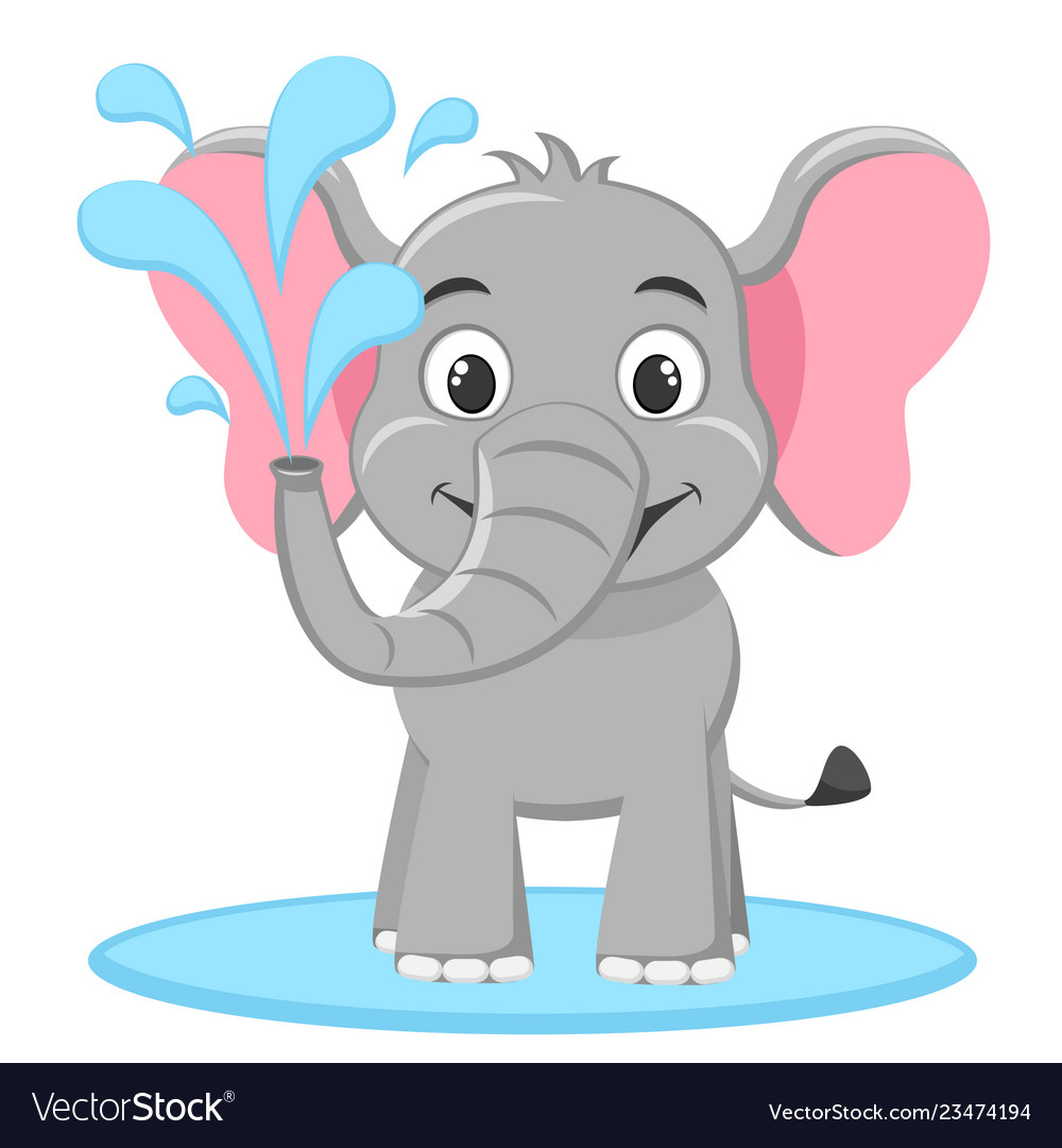 Cartoon Elephant Spraying Water Vector Images 35