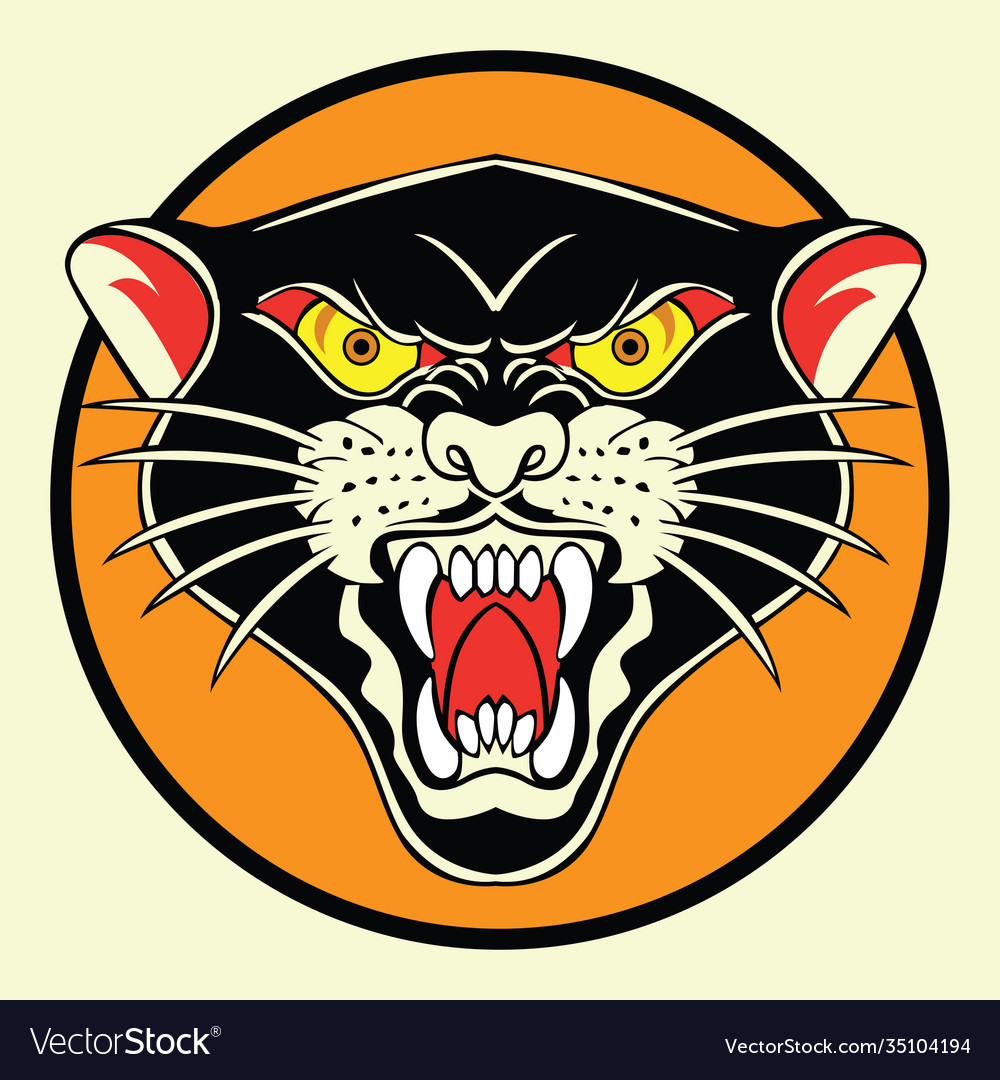 Tiger black old scholl tattoo Royalty Free Vector Image