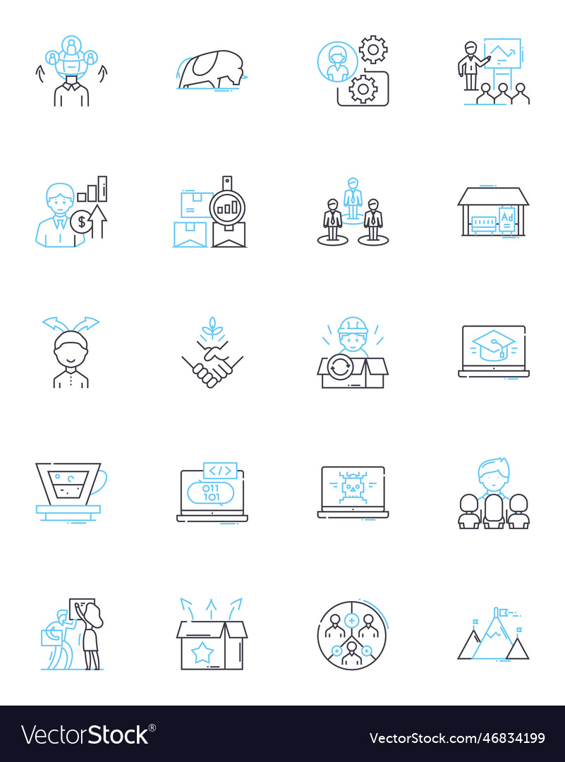 Business opening linear icons set inauguration Vector Image