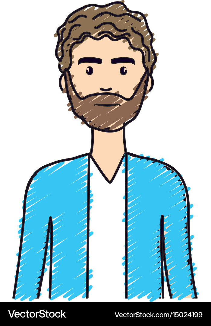 Cute man with hairstyle and beard Royalty Free Vector Image