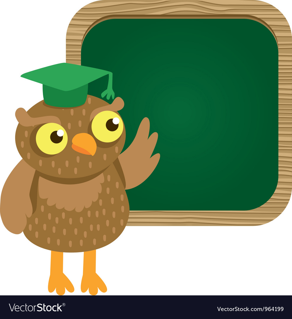 Cute owl with school board Royalty Free Vector Image