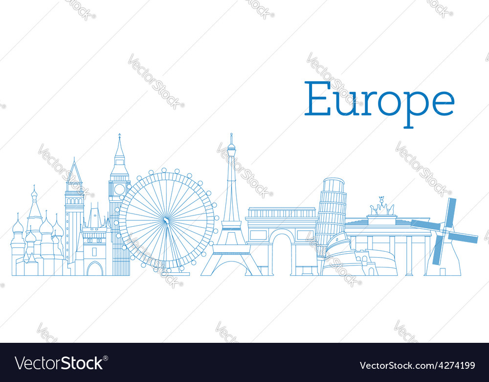 Europe skyline Royalty Free Vector Image - VectorStock