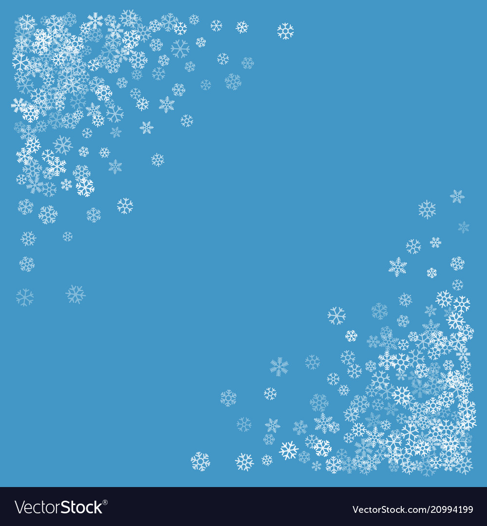 Frame or border of random scatter snowflakes Vector Image