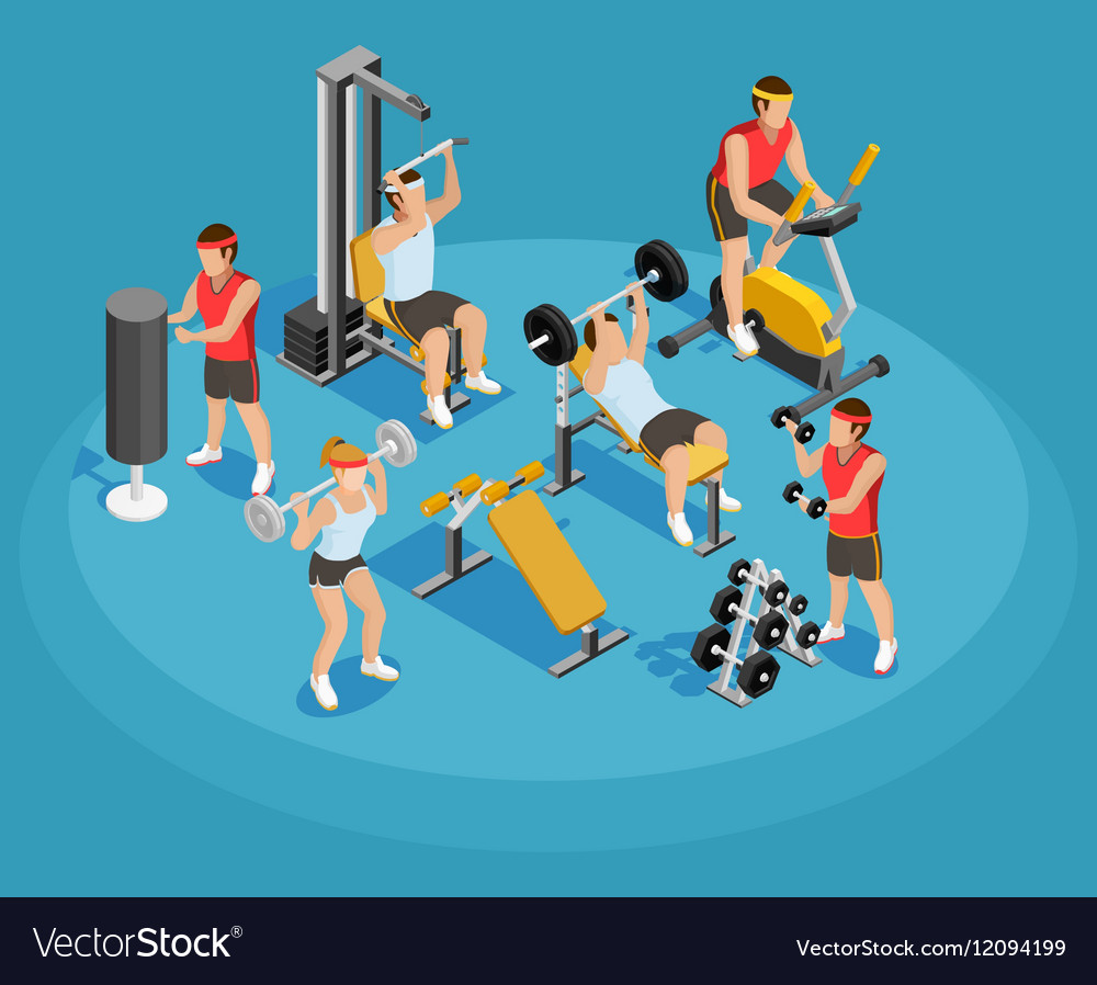 Gym Isometric Template Royalty Free Vector Image