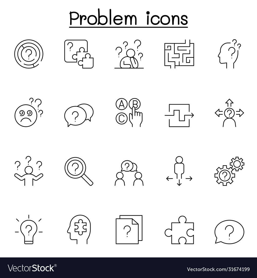 Problem question icons set in thin line style Vector Image