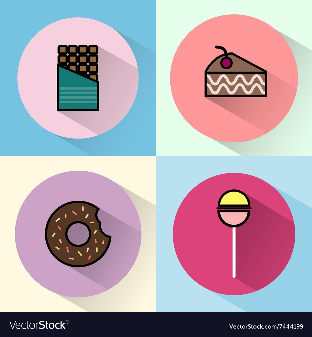 Sweet treats round icon set