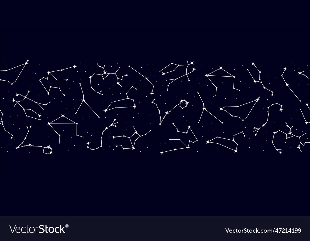 Zodiac constellations astrology seamless pattern