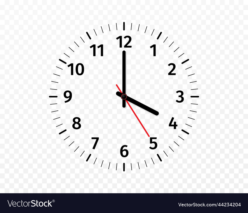3d clock face arrow transparent background hours Vector Image