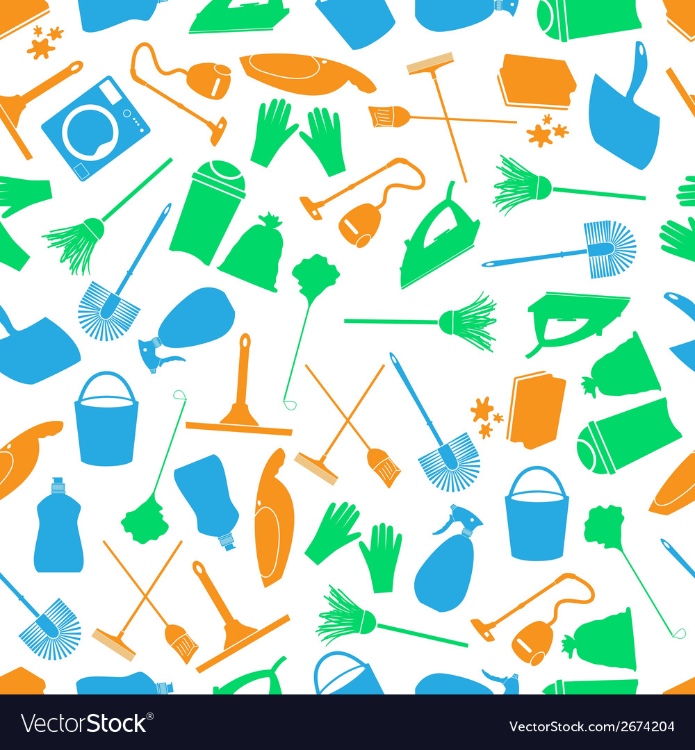 Cleaning icons color seamless pattern eps10