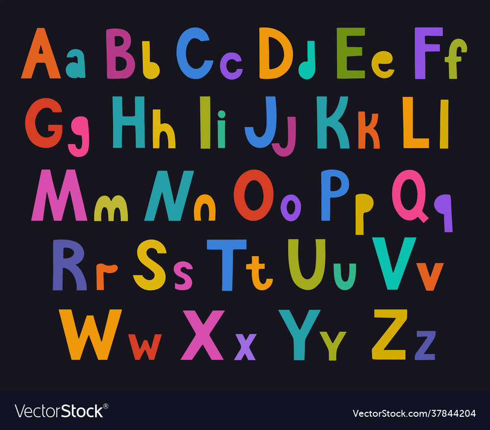 Cute colorful bright children alphabet with hand Vector Image