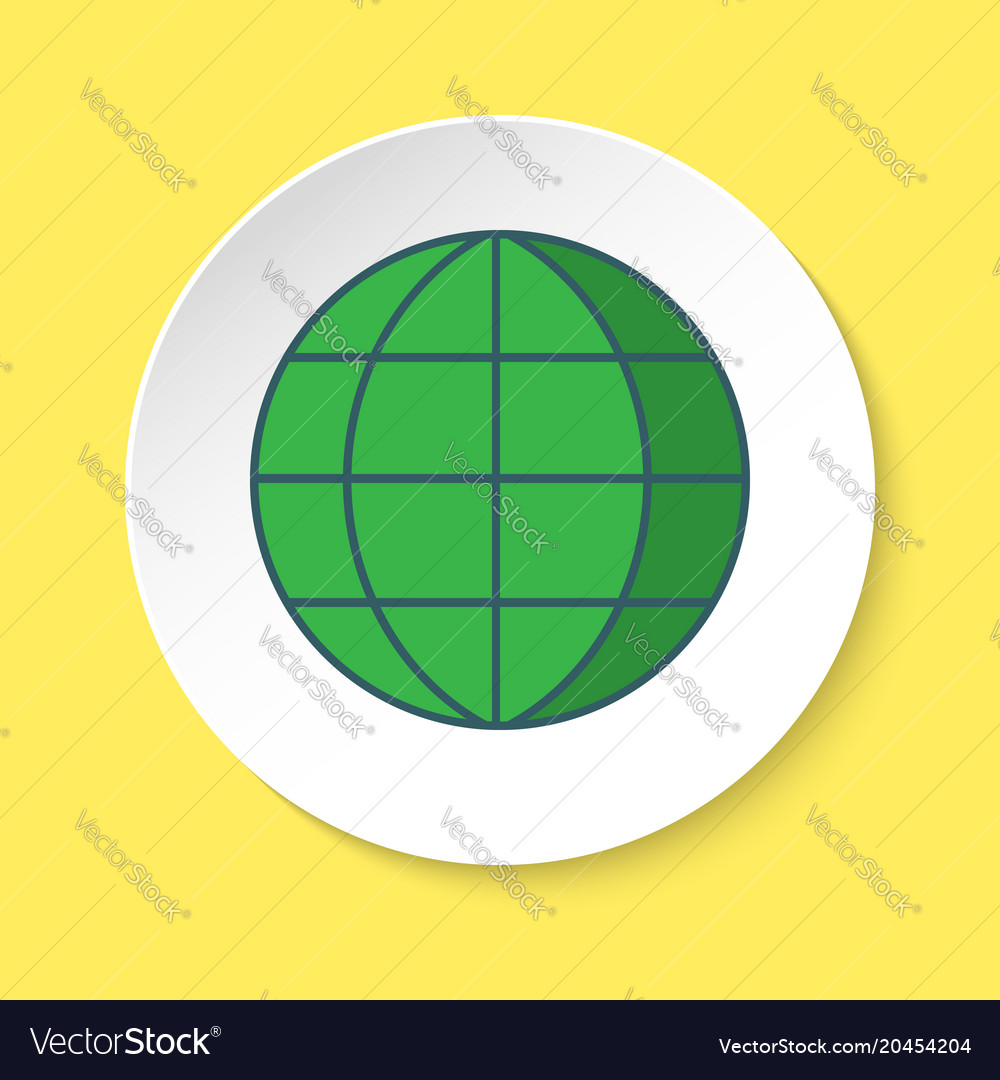 Globe icon in flat style on round button