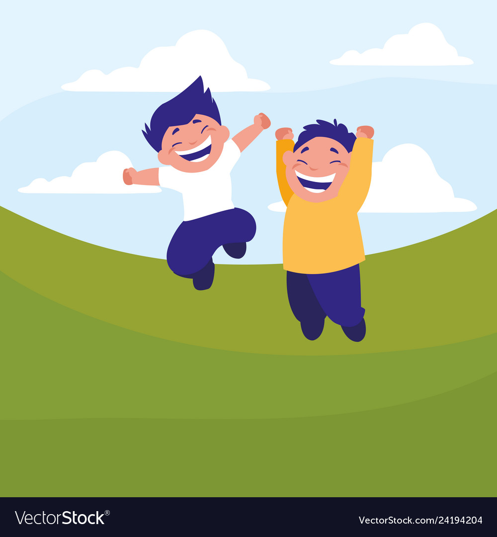 Happy fat boys celebrating in the camp Royalty Free Vector