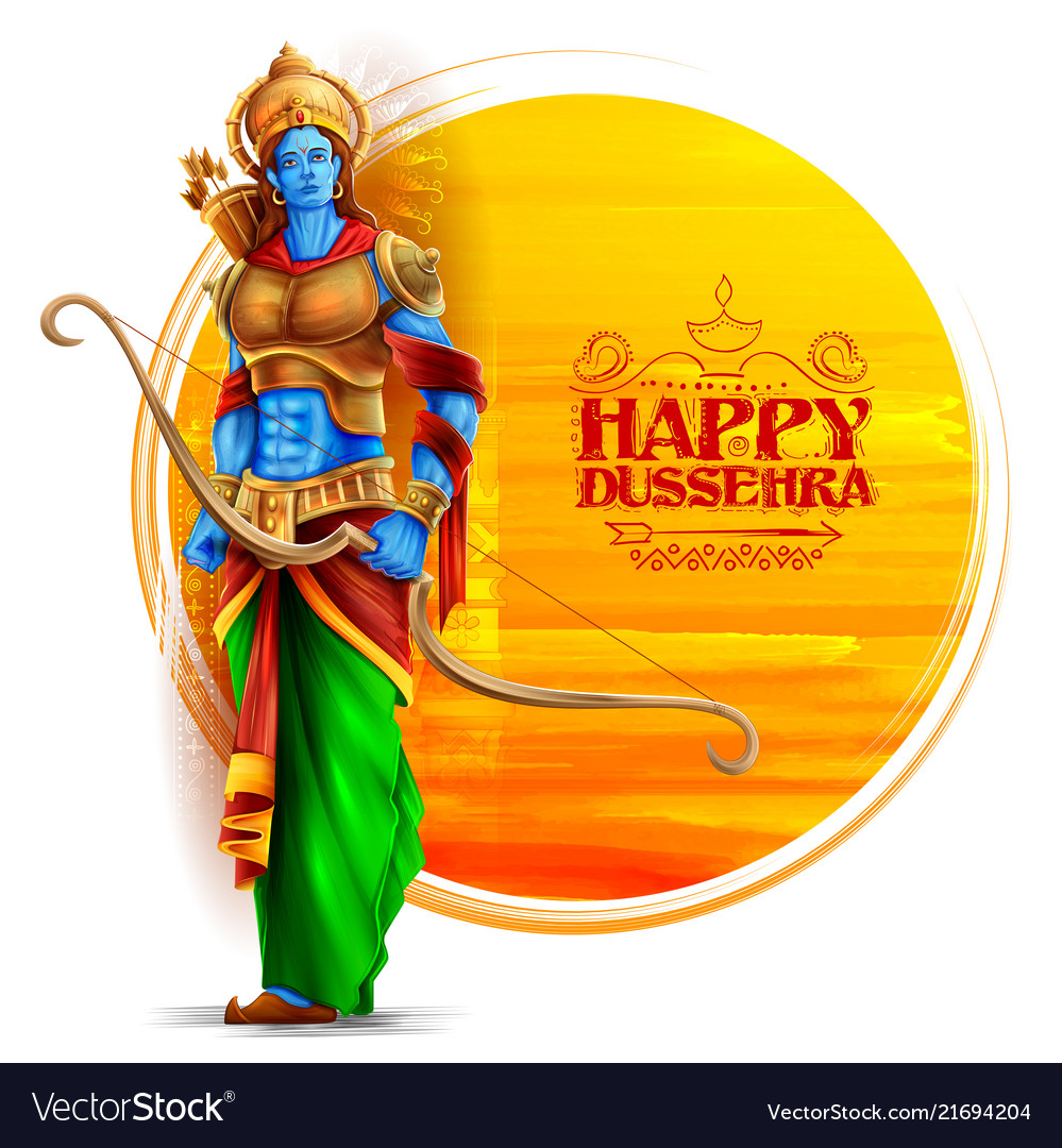 Lord rama in navratri festival india poster Vector Image