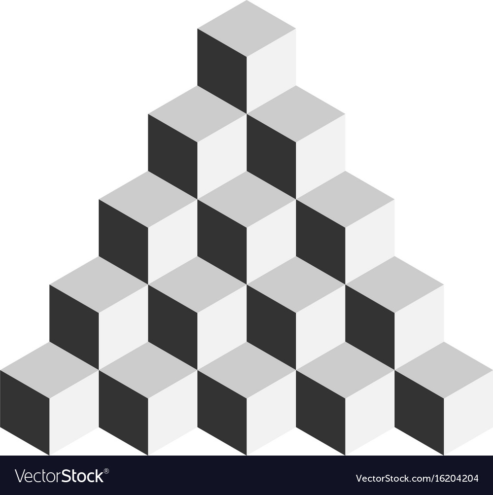 Pyramid of cubes 3d isolated