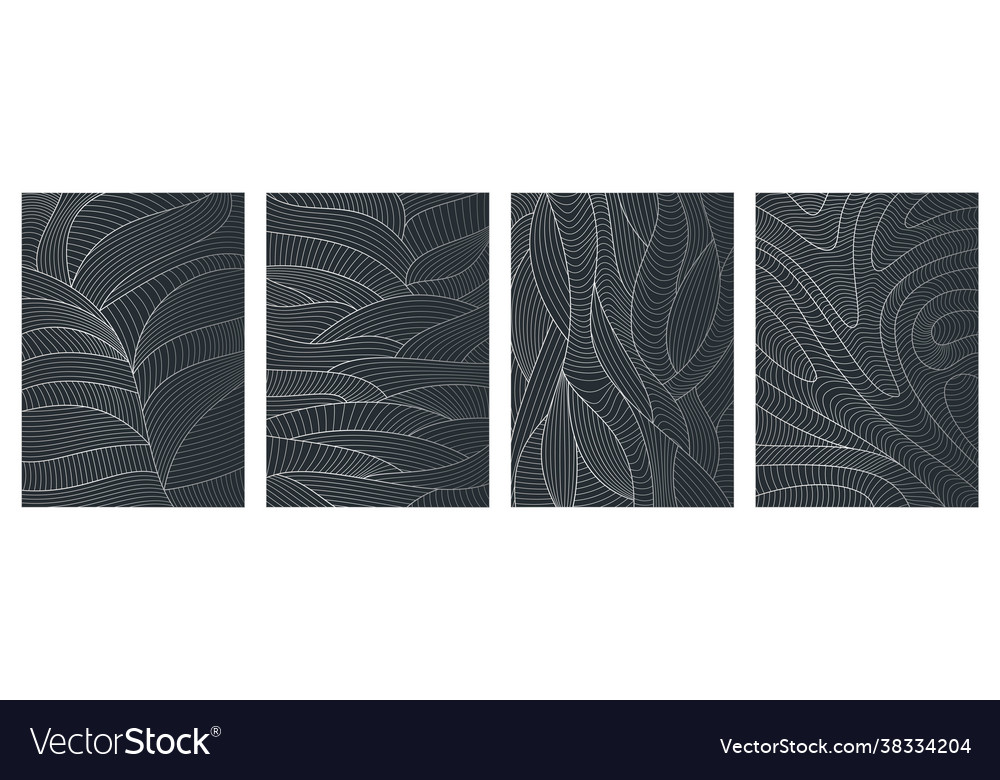 Set abstract wavy backgrounds line pattern