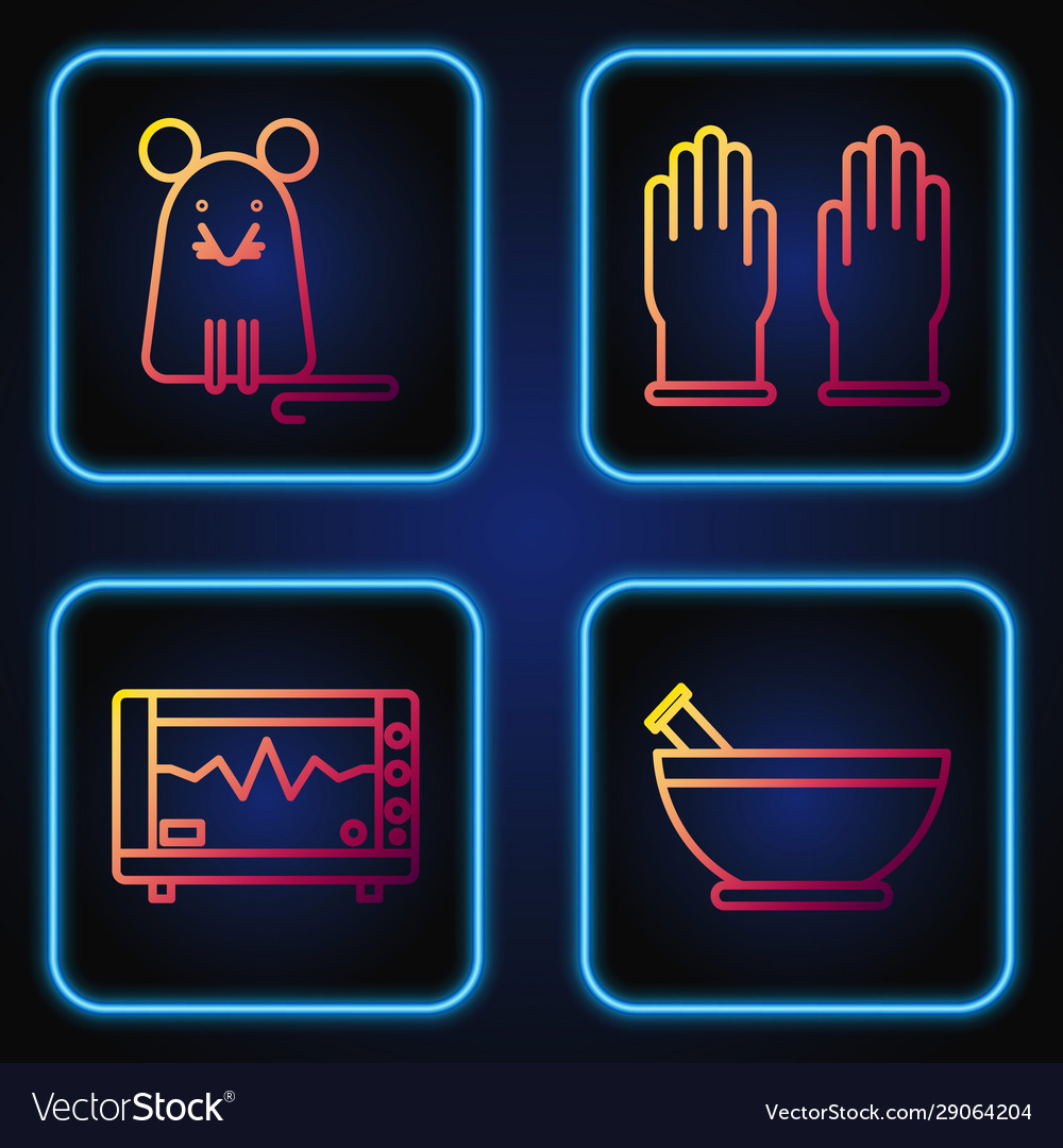 Set line mortar and pestle computer monitor Vector Image