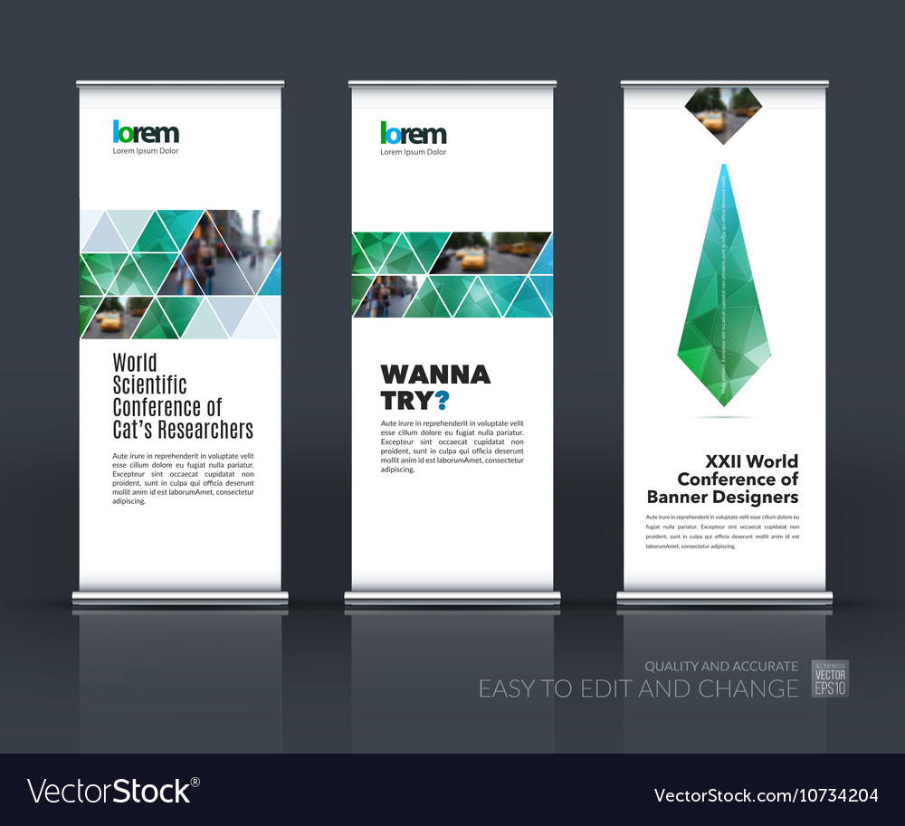 Set Of Modern Roll Up Banner Stand Design Vector Image
