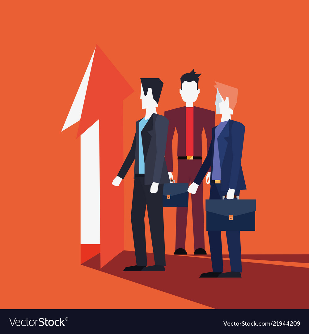 Businessmen Teamwork Financial Arrow Up Point Vector Image