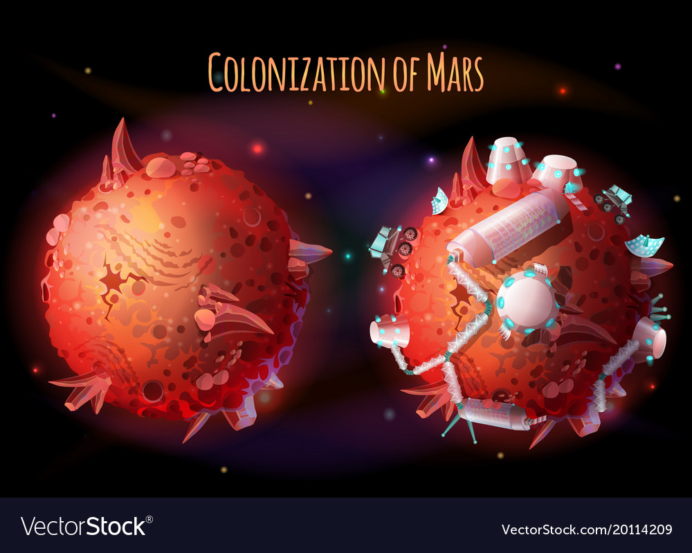 Colonization mars concept Royalty Free Vector Image