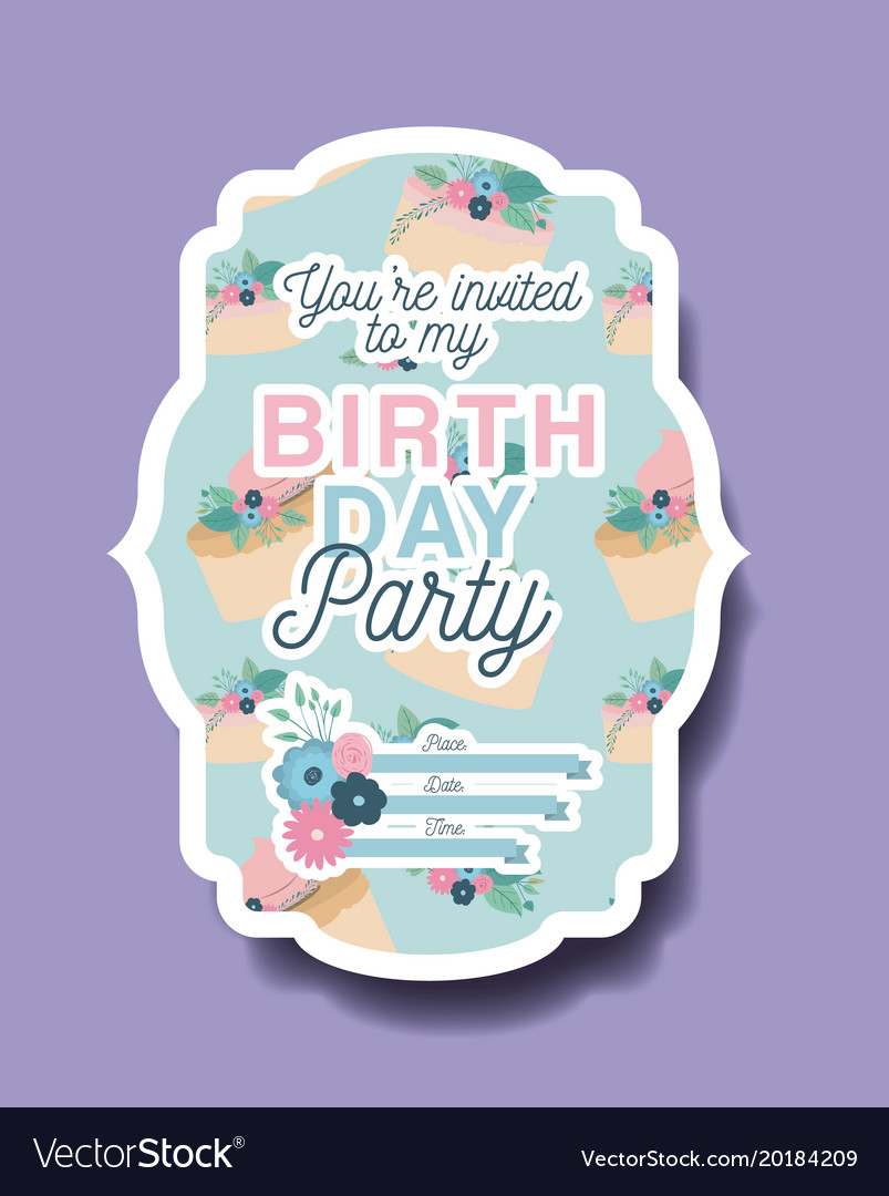 Happy birthday party invitation with floral