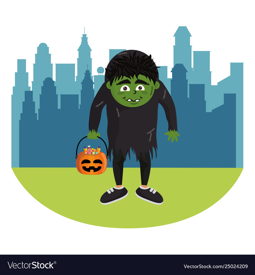 Kid with halloween costume Royalty Free Vector Image