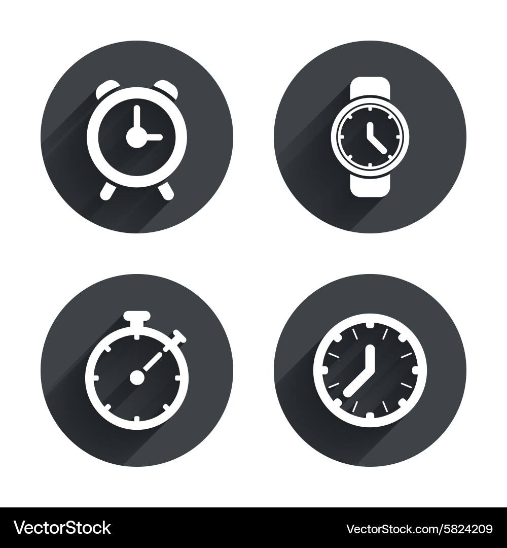 Mechanical clock time icons stopwatch timer Vector Image