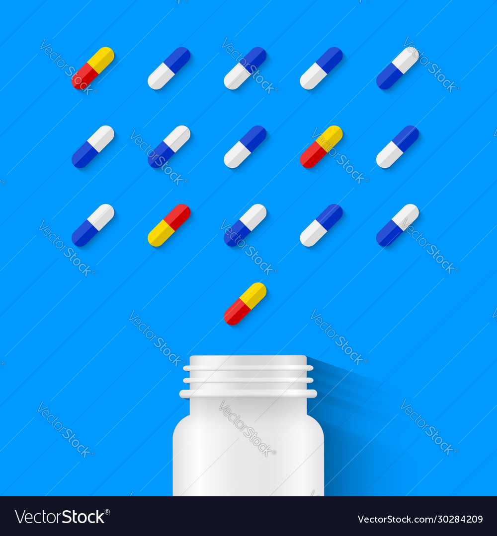 Pill bottle and carefully assorted pills