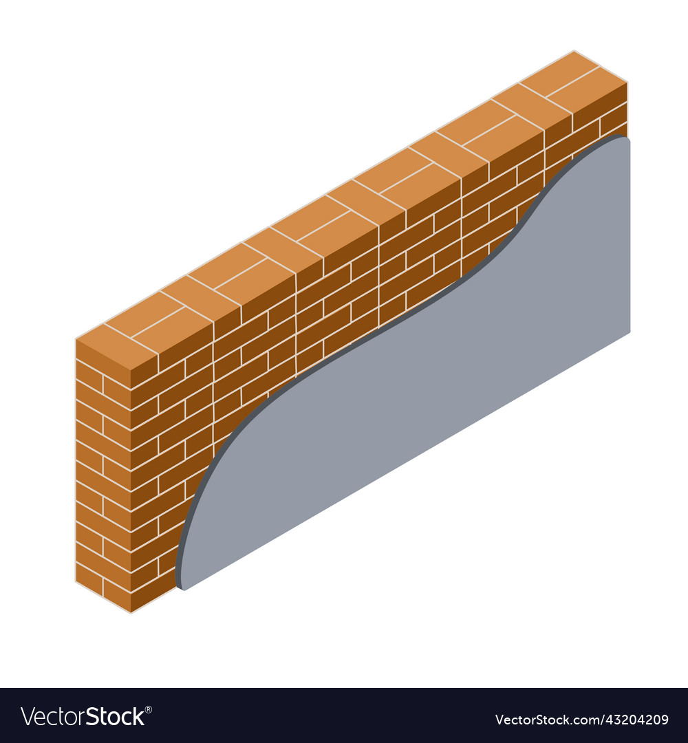 Red brick wall with layers of plaster Royalty Free Vector