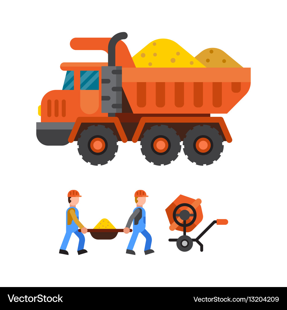 Under construction tipper technic Royalty Free Vector Image