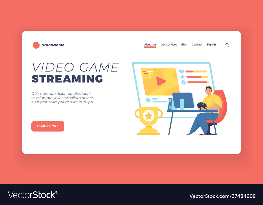 Video game landing page template gamer live