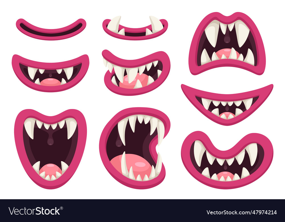 Cartoon monster toothed mouths collection