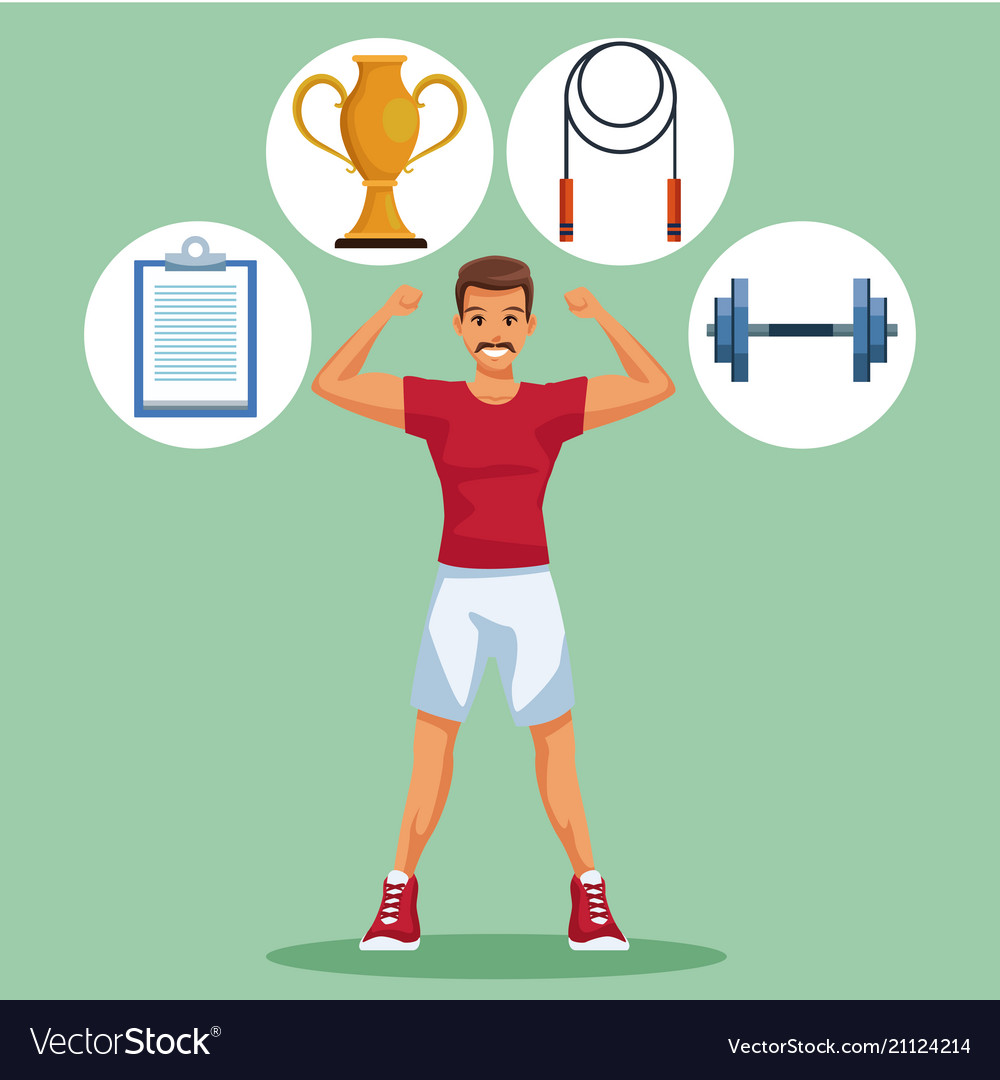 Fitness Man Cartoon Royalty Free Vector Image - Vectorstock