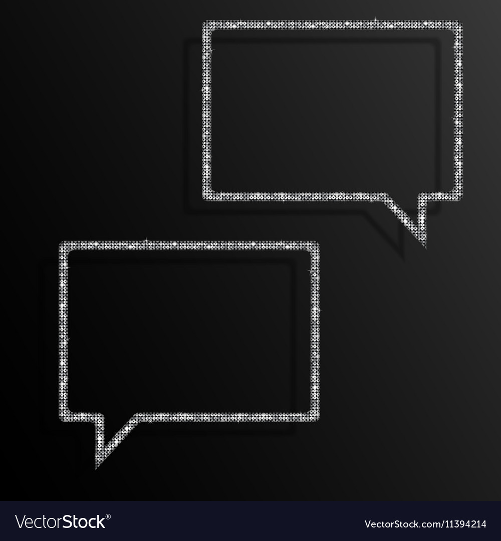 frame silver sequins speech bubble stars vector image