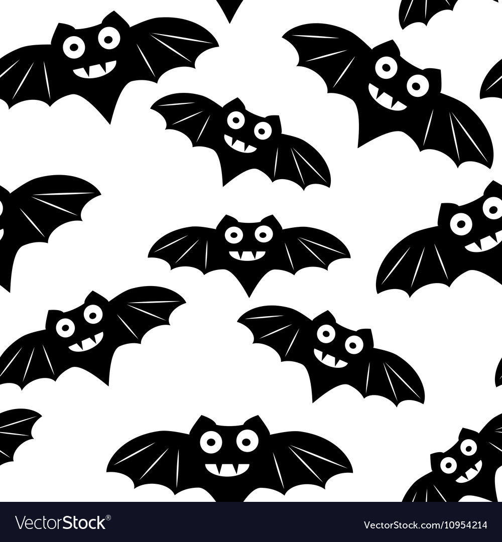 Halloween seamless pattern with black bat