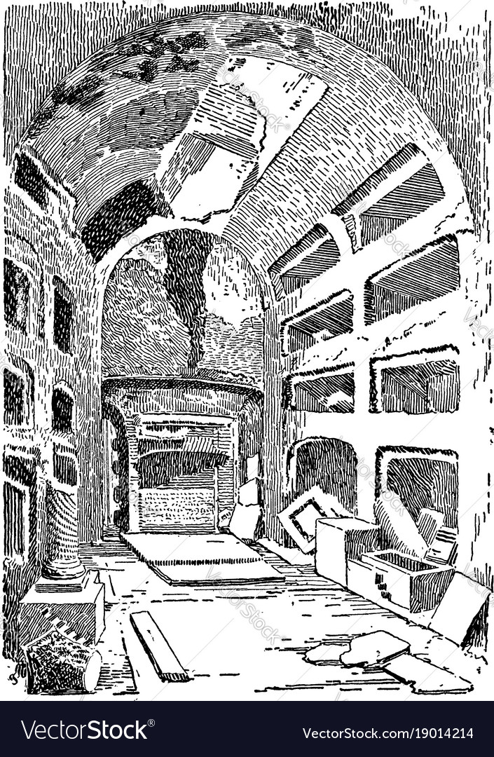 Interior of the catacombs vintage