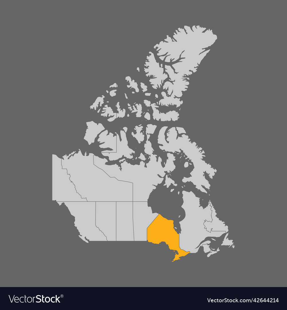 Ontario province highlighted on the map of canada Vector Image