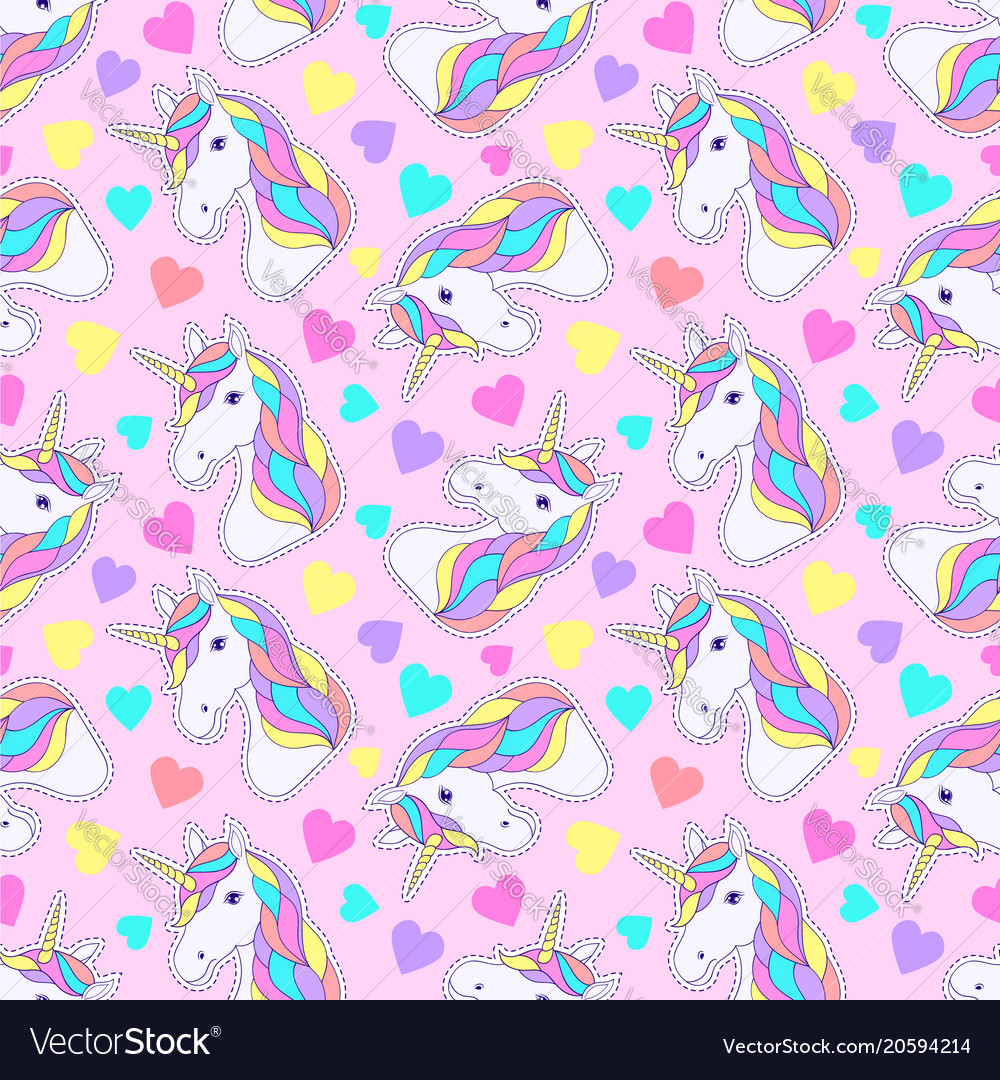 Pattern with colorful unicorn