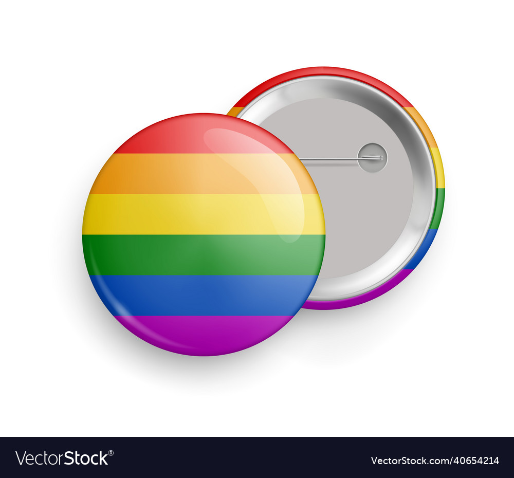 Rainbow flag round glossy 3d badge mockup template